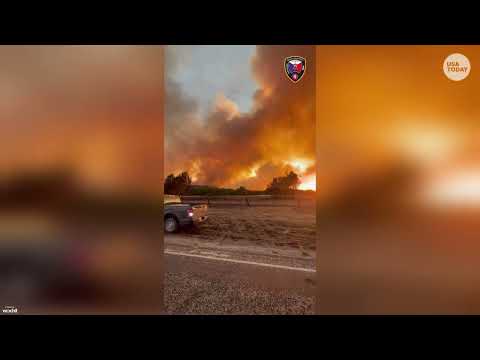 Texas wildfire seen in raw footage: Ross Fire's flames rage through Palo Pinto County
