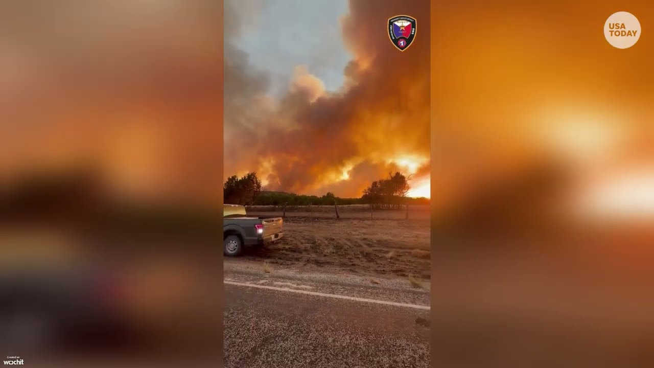 Texas wildfire seen in raw footage: Ross Fire's flames rage through Palo Pinto County