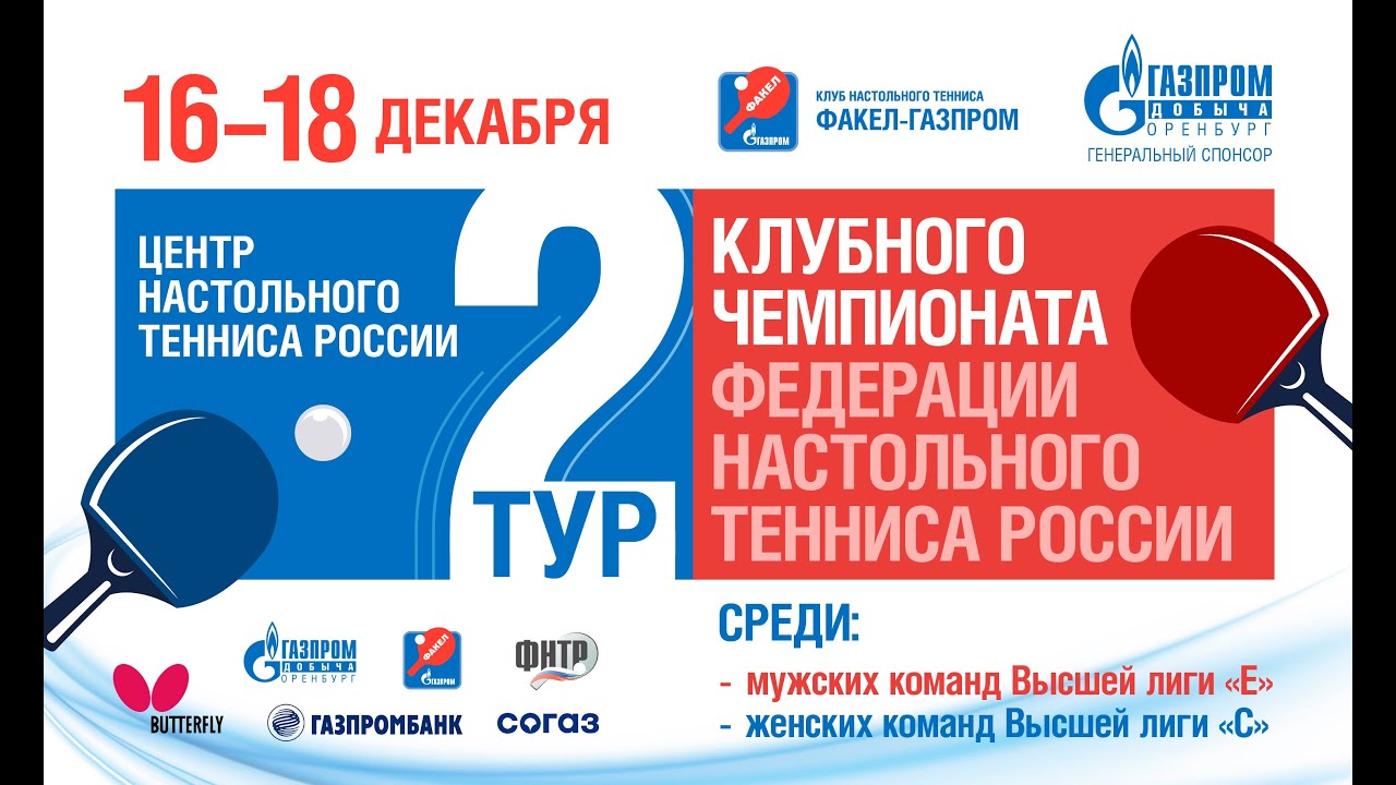 КЧ ФНТР Мужская Высшая лига "Е", Женская Высшая лига "С" 17 декабря 2022г. г.Оренбург