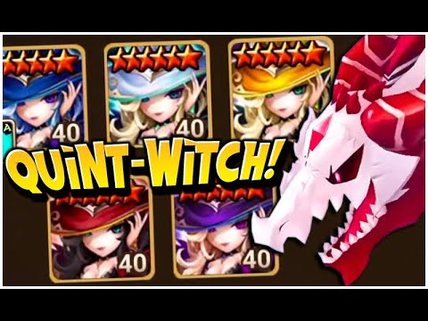 FIVE-WITCH Team -vs- Red Velvet Dragon! (Summoners War)