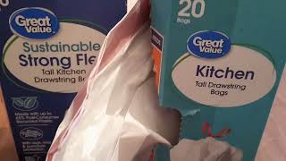Great Value brand kitchen trash bags from Walmart,review.