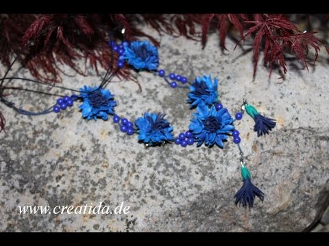 Kornblume aus Modelliermasse Tutorial✿Cornflower Polymer Clay✿Васильки из полимерной глины МК