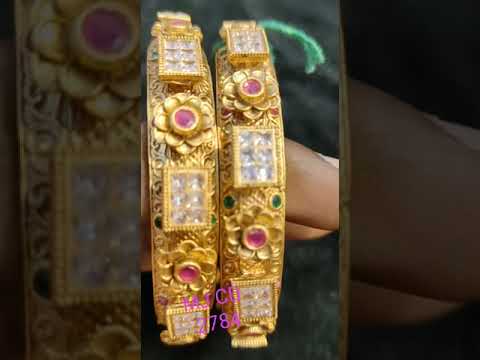 Wedding golden new designer temple bangles