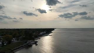 Flying DJI Flip Drone West Over Lake Erie Sheffield Lake Boat Launch 10-18-2025