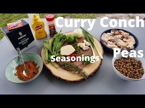 Curry Conch With Curry Peas And Rice, How To Make Curry Pigeon Peas, Curry Conch, Conch Recipes.