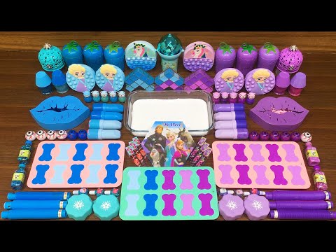 PURPLE vs BLUE FROZEN!Mixing random into GLOSSY slime !Relaxing Satisfying Slime Video #111