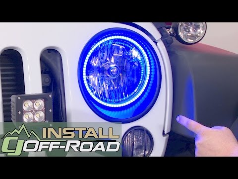 Jeep Wrangler JK Oracle Lighting Headlight Halo Ring Kit LED 7" ColorSHIFT 2007-2018 Installation