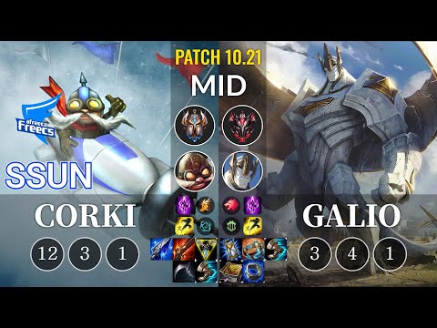 AF SSUN Corki vs Galio Mid - KR Patch 10.21
