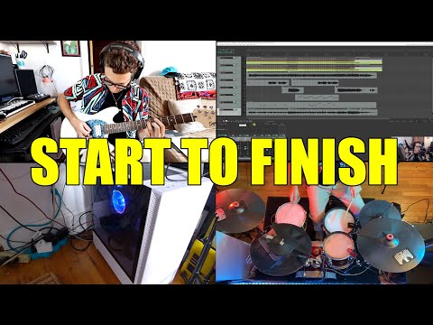 Recording A Song Start To Finish + Mix - Reaper, Electronic Drums, Fretless Bass, Guitar, and Synths