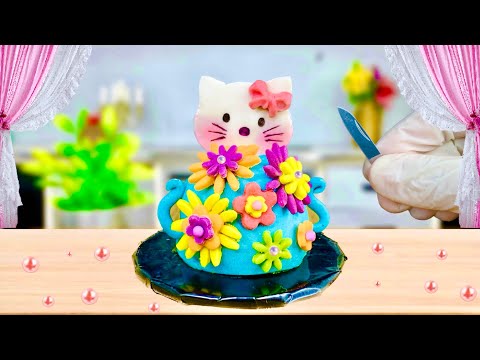How to make Hello Kitty Fondant Cake Decorating 🌈 Miniature Hello Kitty Cake Idea #miniyumture
