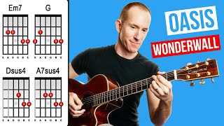 Wonderwall by Oasis - Acoustic Guitar Lesson - How to Play Strumming Chord Songs