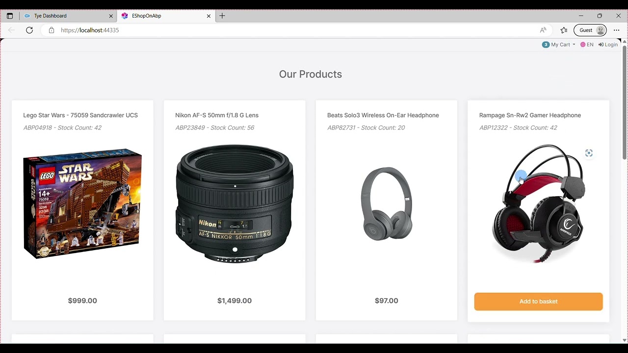 Debugging an eShopOnAbp microservice in Visual Studio 2022
