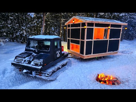I Built a Cabin on SKIS! Cozy Winter Camper for Backcountry Expeditions.