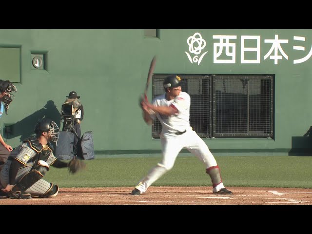 【ファーム】攻守で活躍!! ホークス・桑原秀侍 左中間への今季第1号ソロホームランで先制!!  2024年8月17日 福岡ソフトバンクホークス 対 阪神タイガース