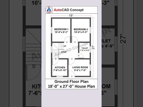 Building floor plan design | 18x27 House Plan | 2bhk house plan autocad #housedesign #2d #home