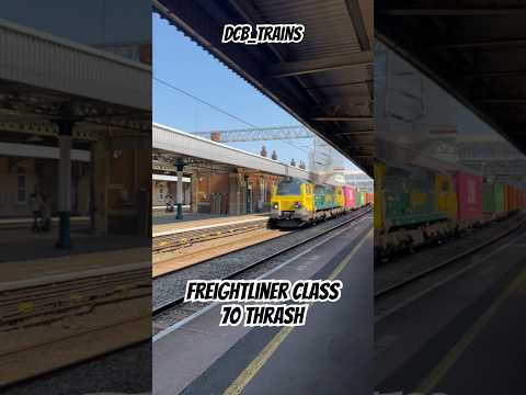 Freightliner thrash with Class 70 ‘70016’ departing Nuneaton station