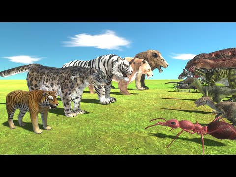 Felidae Team VS Carnivore Dinosaurs + Giant Invertebrates - Animal Revolt Battle Simulator