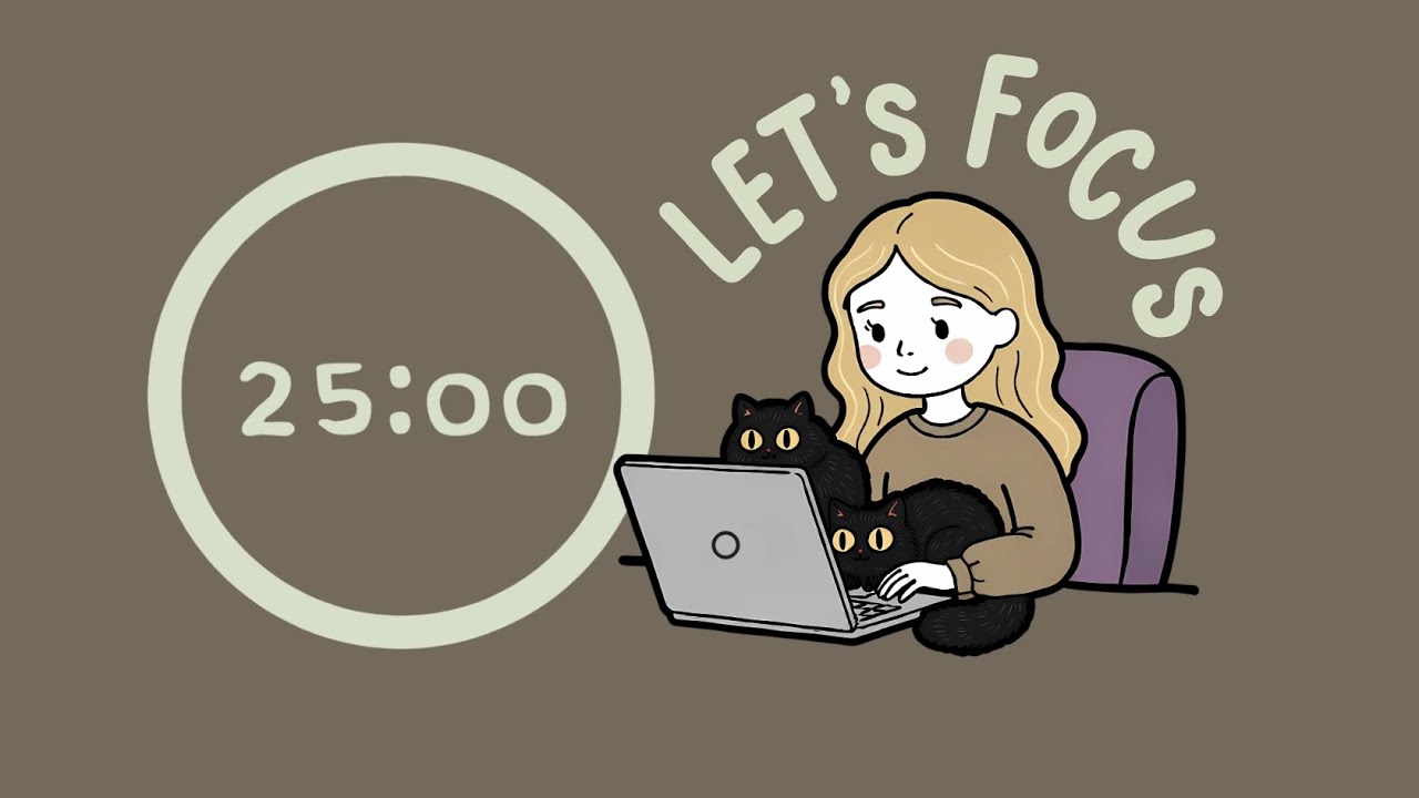 Pomodoro Timer 3x25 | ADHD | Let's get focused! | Lofi ambience ♡