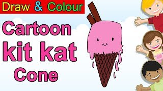Cartoon Kit kat Cone - Draw and Color in easy way