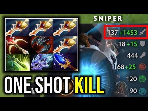 ONE SHOT KILL..!! WTF 4x Divine Rapier 1500+ Damage Sniper 7.24 | Dota 2