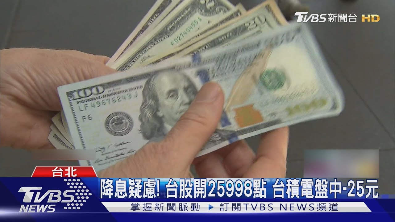 降息疑慮! 台股下跌443點收2萬5580點 台積電跌20元
