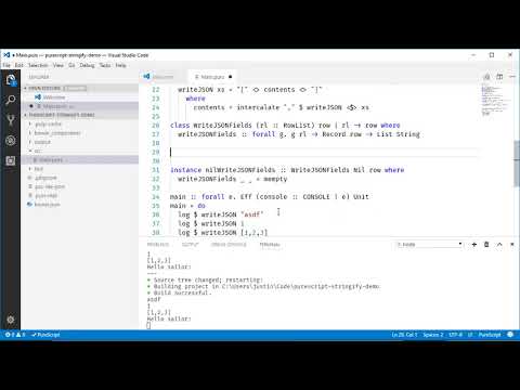 Stringifying JSON using RowList in Purescript