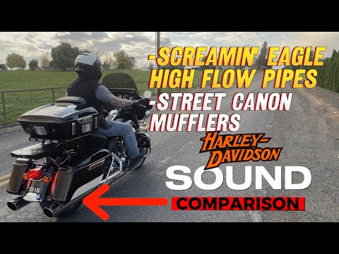 Stock Harley Exhaust Vs. Screamin Eagle High Flow Pipes With Street Cannon Mufflers-Sound Comparison