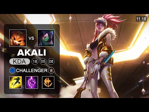Akali Top vs Gnar - EUW Challenger - Season 11 Patch 11.18