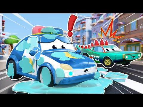 Das POLIZEIAUTO kann den DIEB nicht fangen. Es steckt in einer KLEBEFALLE!|Autowäsche