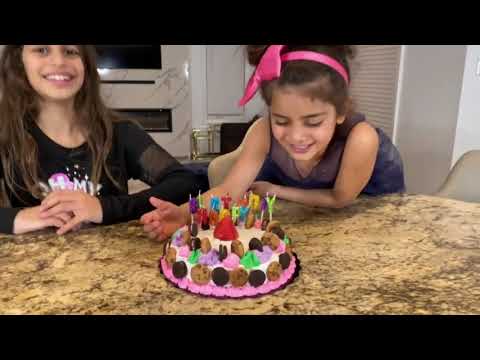 Deema and Sally Pretend play Happy Birthday Cake to our Cat