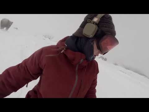 Scary Bear Chasing Snowboarder Girl
