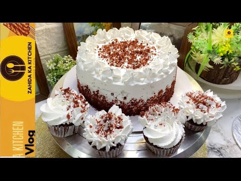 How to make Red velvet cake sponge recipe with decoration By Zahida Ka Kitchen #zahidakakitchen