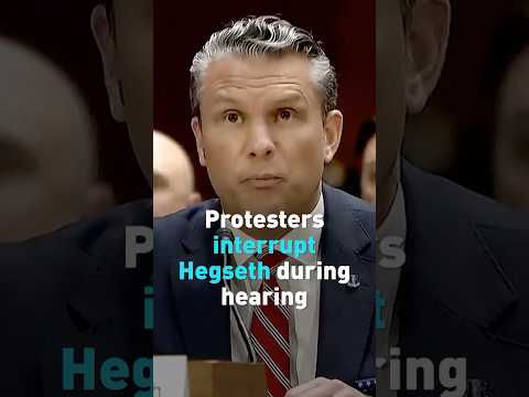 Protesters interrupt Pete Hegseth during hearing #worldnow