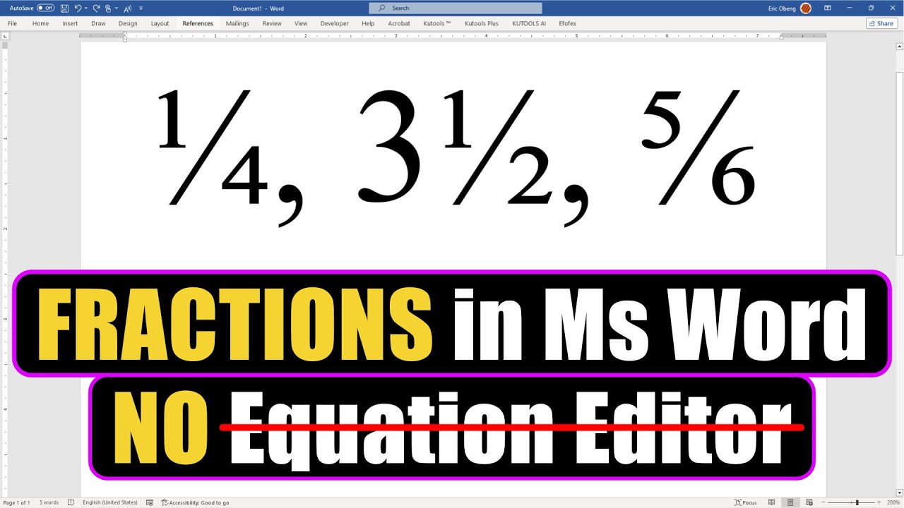 Fractions in Word WITHOUT Equation Editor!