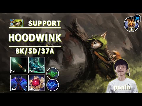 Hoodwink Hard Support | 7.32d | ponlo Pos 5 Hoodwink Play | Dota 2 Immortal Gameplay