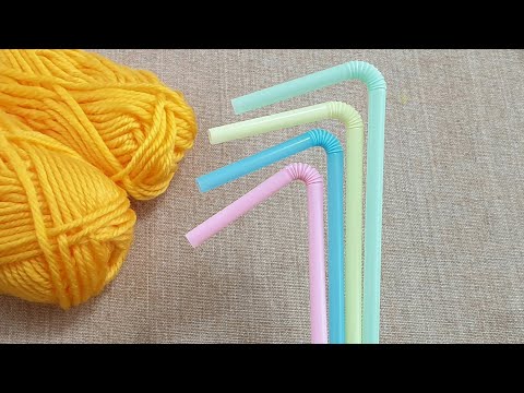 Amazing Woolen Flower Craft Ideas with Straw - Easy Hand Embroidery Flower Design Trick