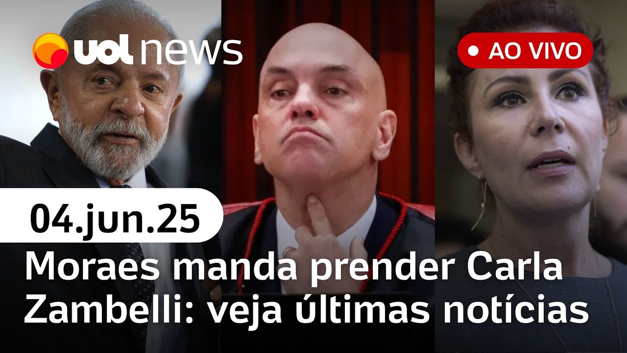 Moraes manda prender Carla Zambelli; 57% desaprovam governo Lula, diz Quaest | UOL News 1ª ao vivo