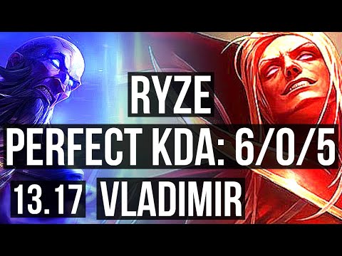 RYZE vs VLAD (MID) | 6/0/5, 300+ games, Dominating | EUW Master | 13.17