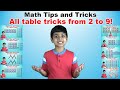 Learn 2 To 9 Times Multiplication Tricks Easy And Fast Way To Learn Math Tips And Tricks