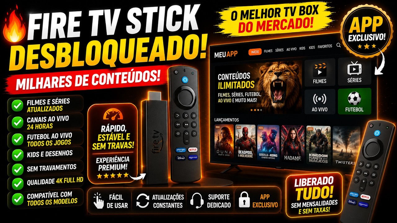 FIRE TV STICK DESBLOQUEADO COM MILHARES DE CONTEUDOS! O MELHOR TV BOX DO MERCADO COM APP EXCLUSIVO!