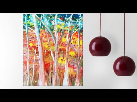 (996) Dip + Drip + Swipe ~ AMAZING Autumn Trees Painting ~ Fluid Art  NEXT LEVEL Acrylic Pouring