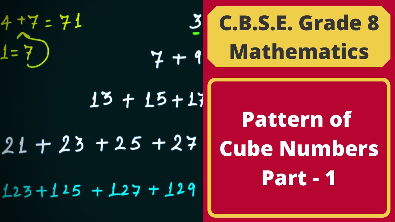Patterns of Cube Numbers - Part 1 || Cubes & Cube Roots || C.B.S.E. Grade 8 Mathematics
