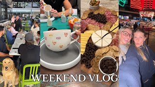 WEEKEND VLOG: group workout, game night with friends, waffle sweet potato burgers, pottery painting 