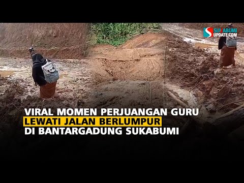 Viral Momen Perjuangan Guru Lewati Jalan Berlumpur di Bantargadung Sukabumi