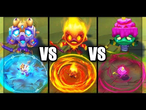 Hextech Amumu vs Infernal Amumu vs Surprise Party Amumu Skins Comparison (League of Legends)