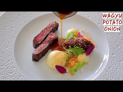 Fine Dining Wagyu Beef with Truffle Mashed Potatoes, Caramelized Onions & Asian Beef Jus