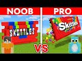 NOOB Vs PRO SKITTLES CANDY House Build Challenge In Minecraft