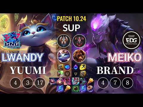 LNG lwandy Yuumi vs EDG Meiko Brand Sup - KR Patch 10.24