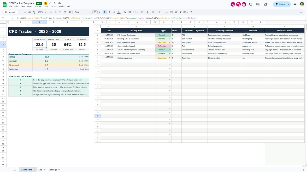 CPD Tracker Template (Free) - Track and Plan Your CPD Progress