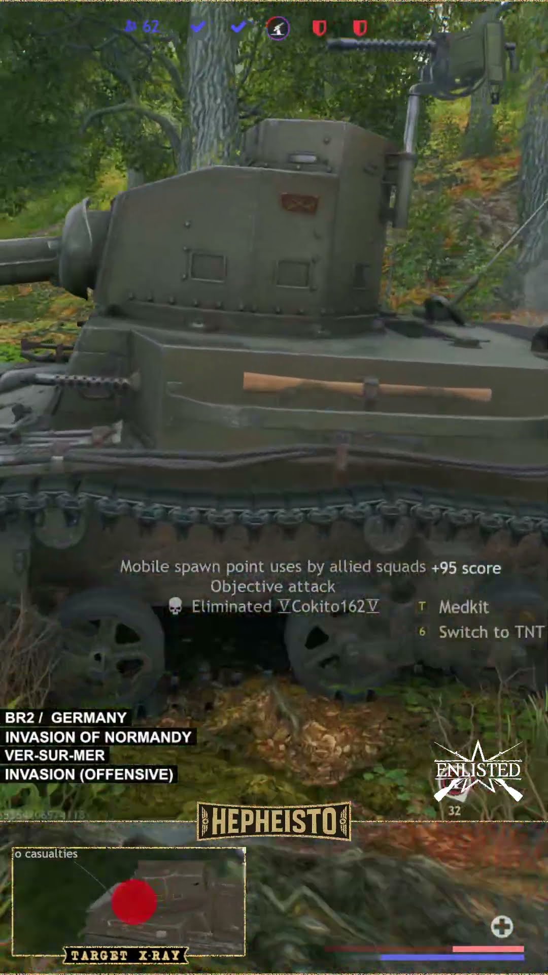 Machine Gunner eliminates M2A4 Tank with TNT Charge